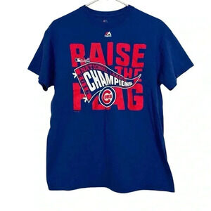 MAJESTIC Mens Chicago Cubs 2016 NL Champs Medium Raise The Flag Baseball T-Shirt